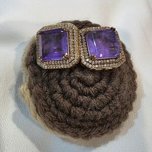 Ethnic Indian Wear. Elegant Purple and Gold Women's Earrings